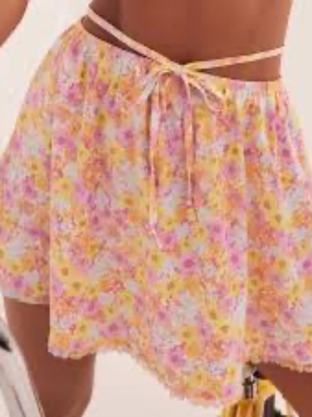 For Love and Lemons M Satin Floral Mini Skirt